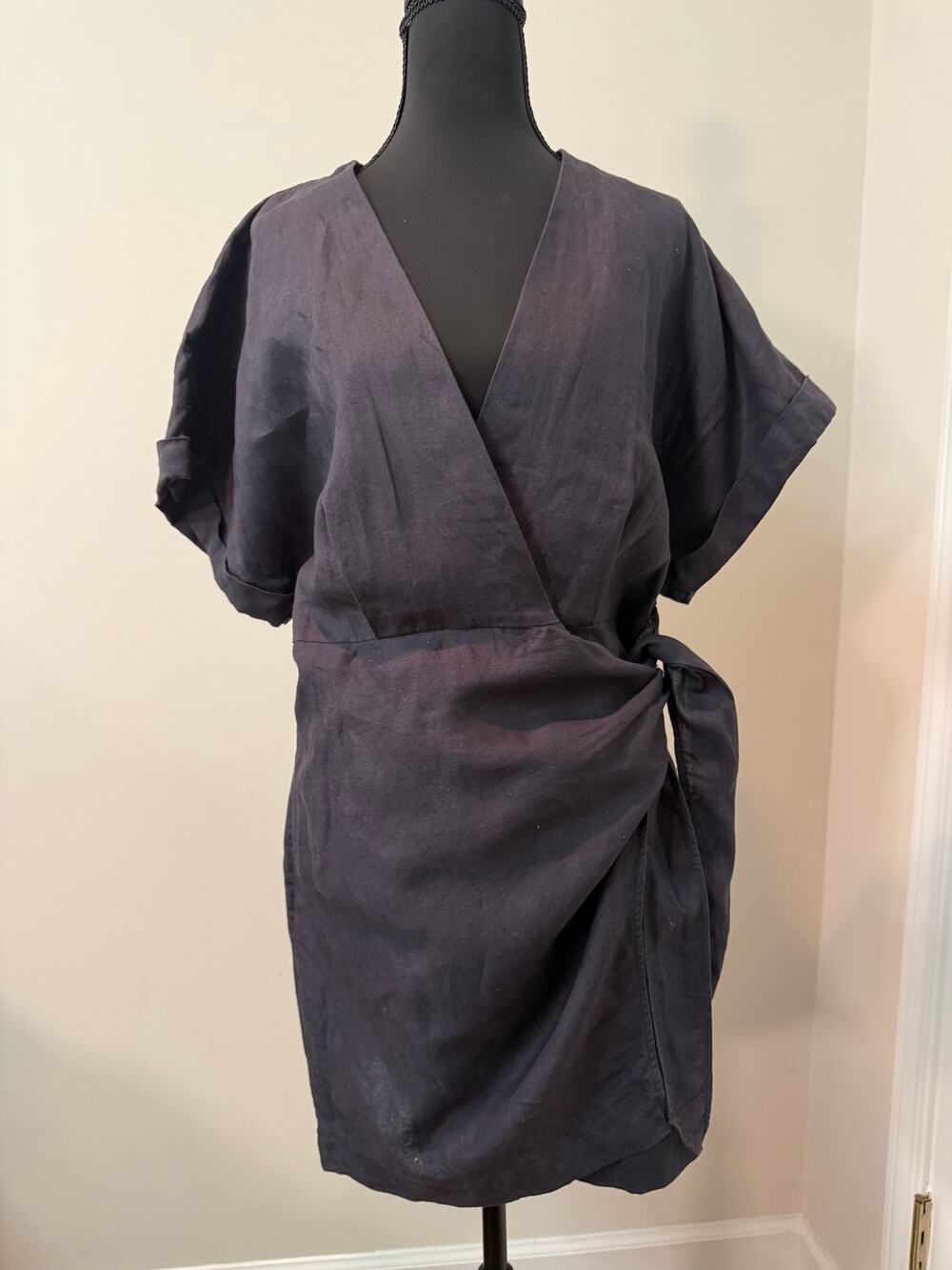 Black Linen Wrap Mini Dress By & Other Stories